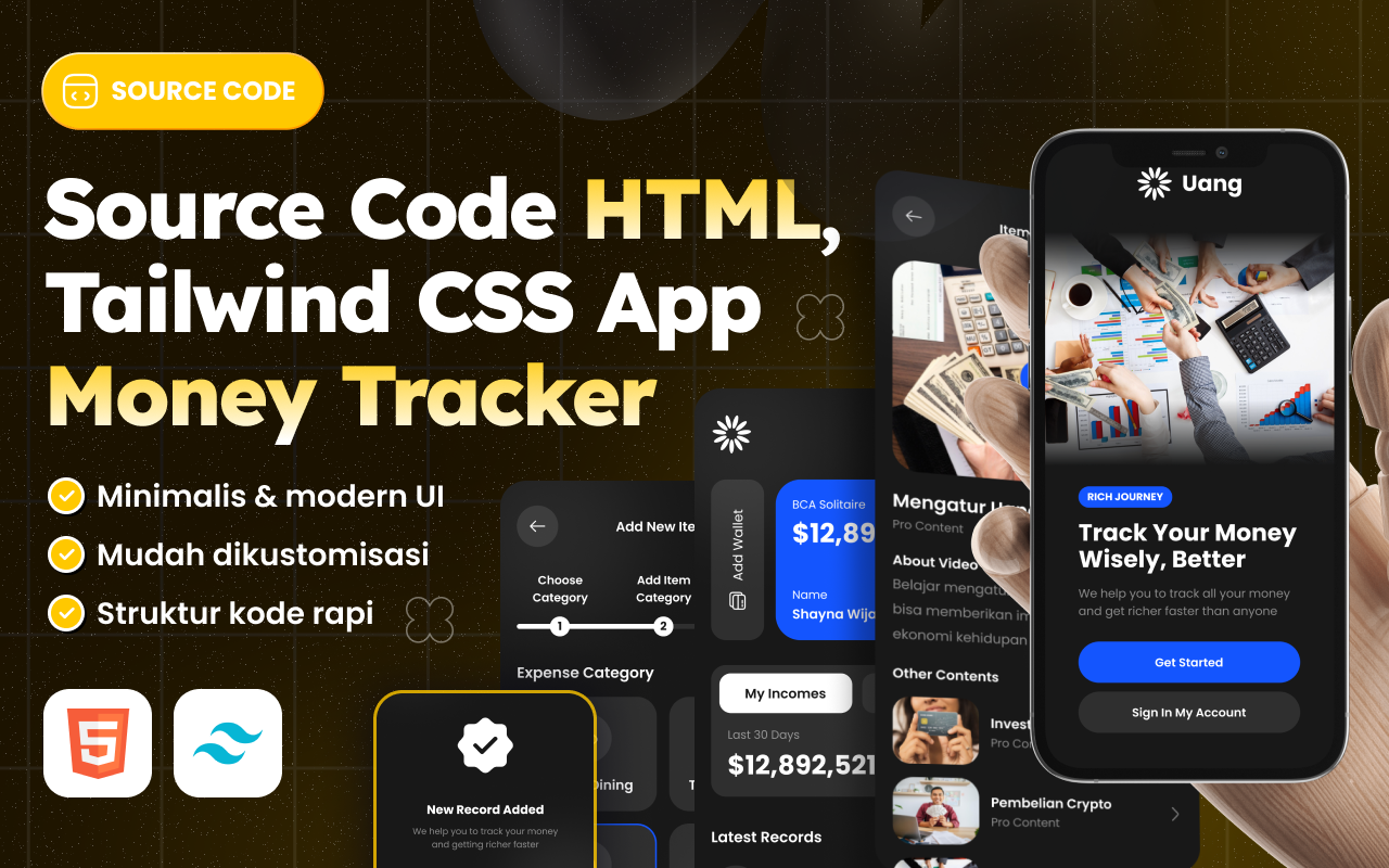 Uang Money Tracker Web Design